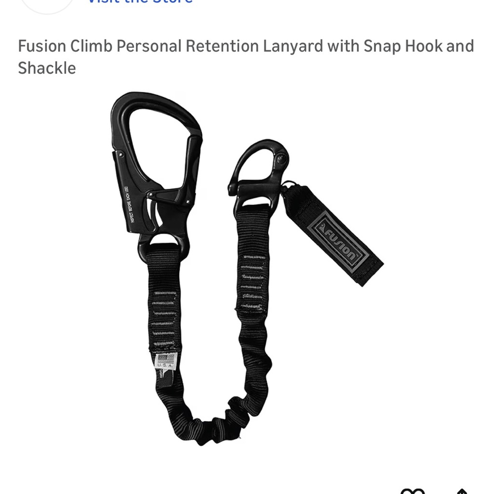 Fusion Climb Black Personal Retention Lanyard
